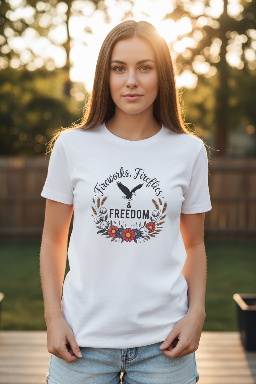 Fireworks Fireflies & Freedom Tee Mockup