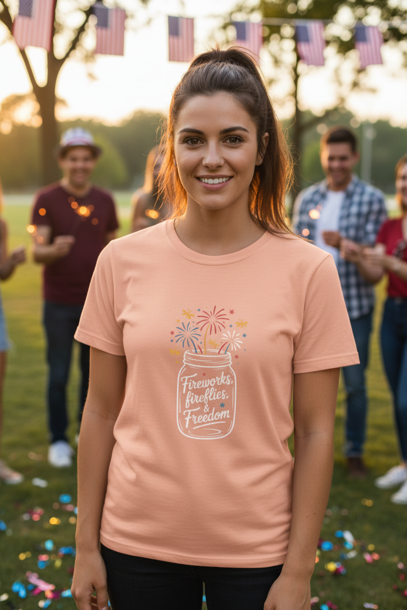 Fireworks Tee – Peach