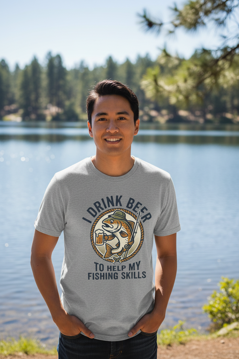 I Drink Beer to Help My Fishing Skills Graphic Tee
