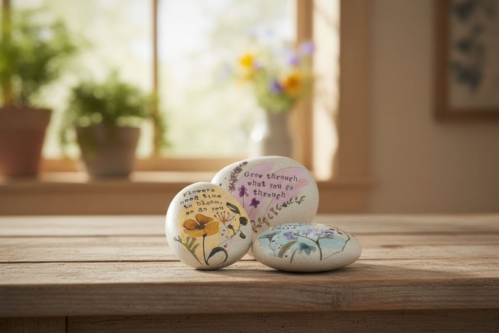 Flower Inspirational Painted Art Rocks Lifestyle