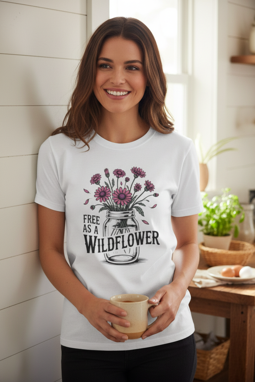 Free As A Wildflower Tee Mockup