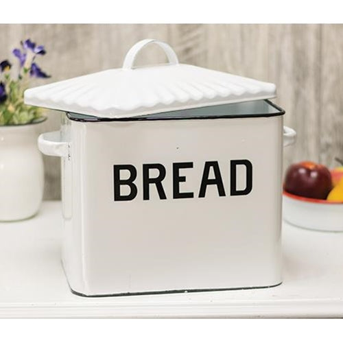 Black Rim Enamel Bread Box – Classic Farmhouse Kitchen Storage