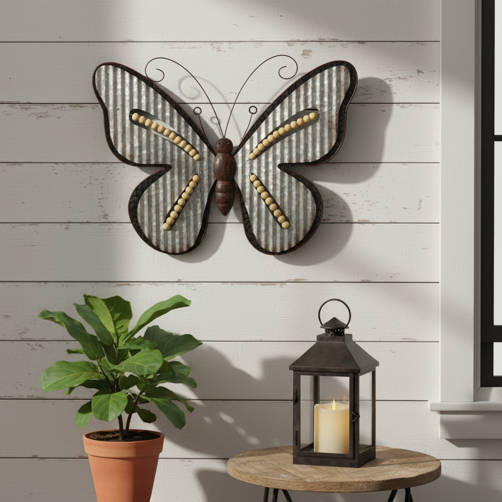 Galvanized Butterfly Wall Decor Lifestyle