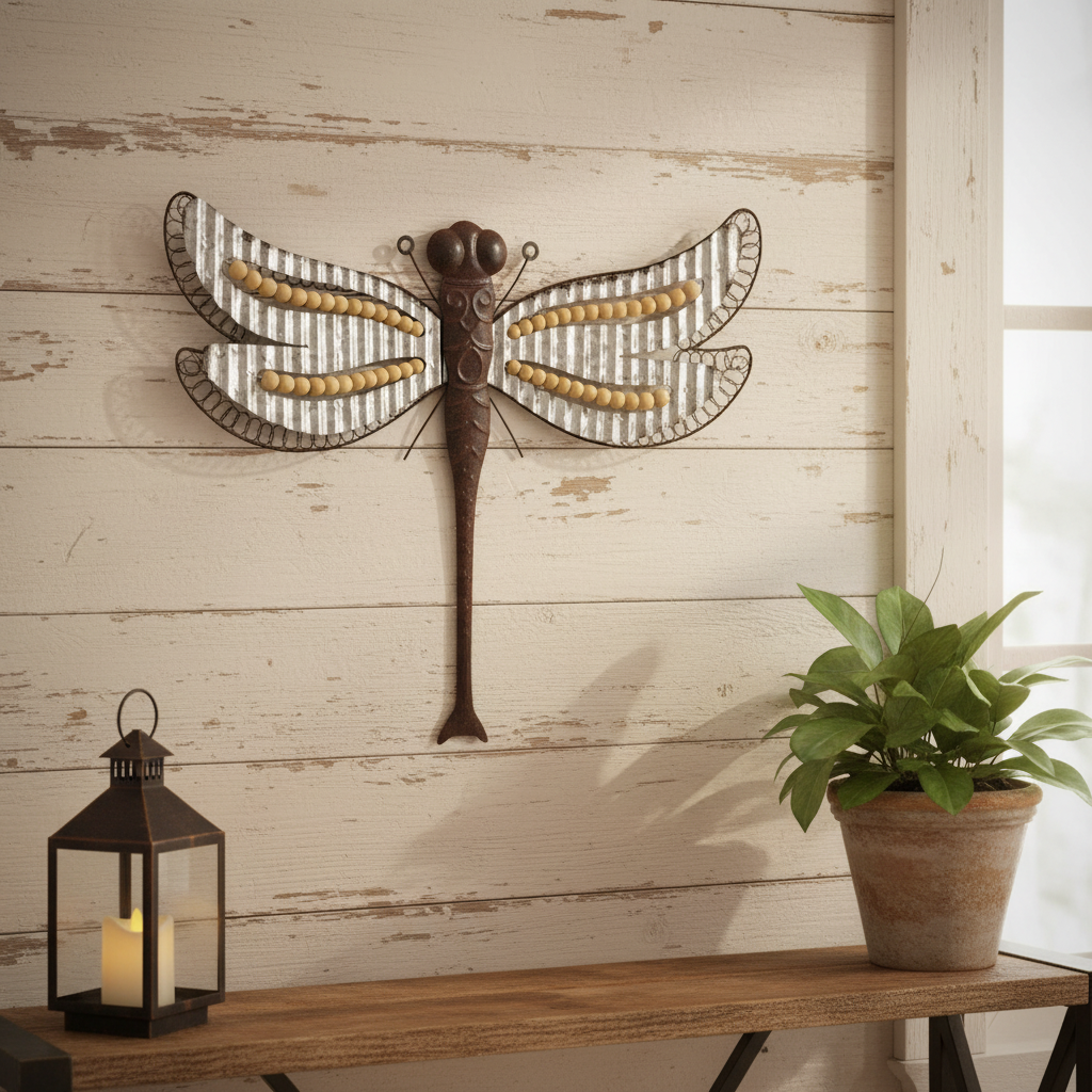 Galvanized Dragonfly Wall Decor Lifestyle