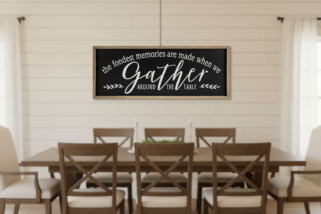Gather Around the Table Framed Wall Sign Lifestyle