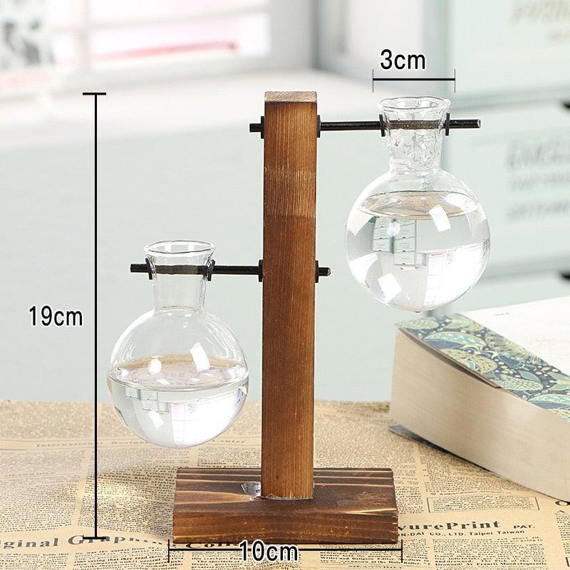 Glass Bulb Vase Propagation Station with Wooden Stand