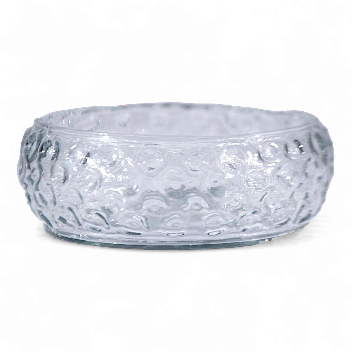Hand-Blown Glass Inverted Hobnail Bowl