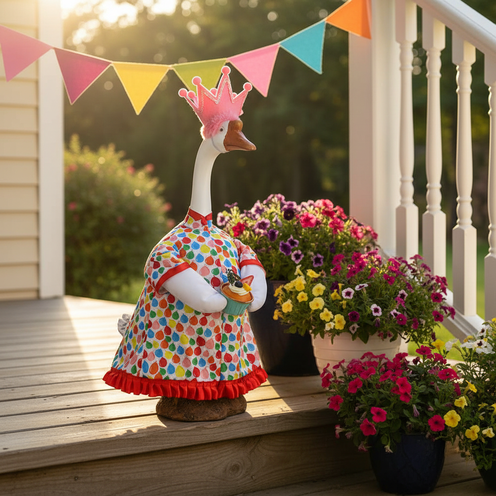 Happy Birthday Porch Goose – Pink Ultra Realistic