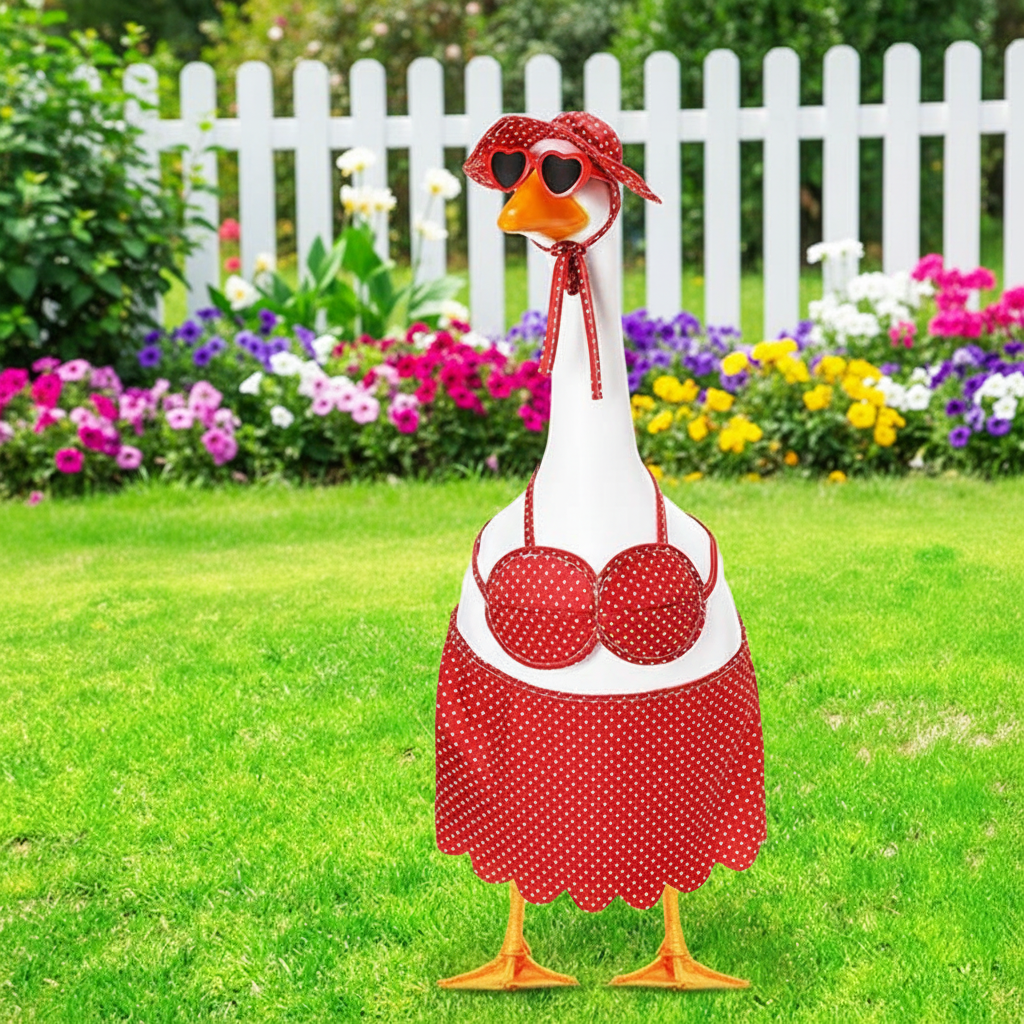 Hawaiian Luau Bikini Goose – Red Garden Scene