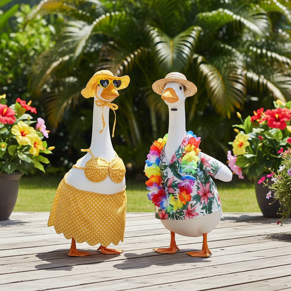 Hawaiian Luau Bikini Goose – Set of 2 Hyper Realistic