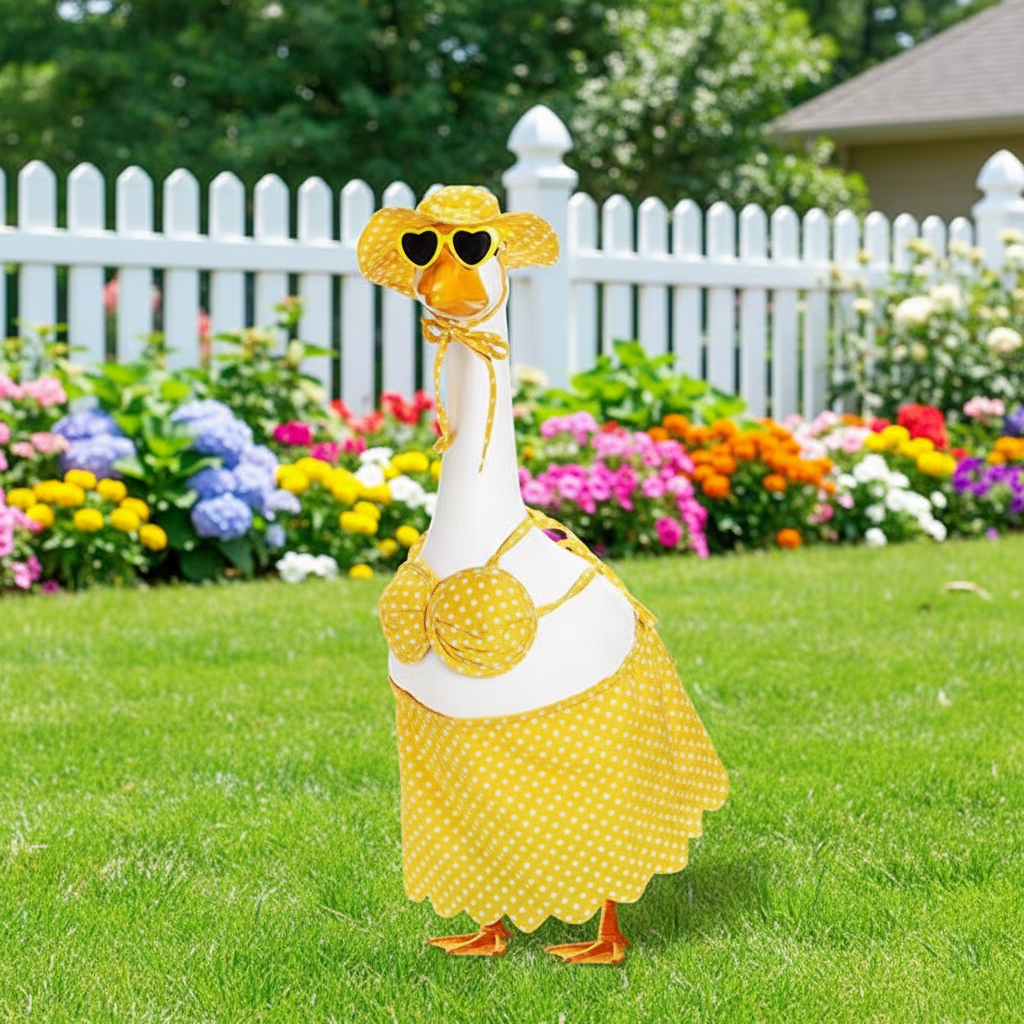 Hawaiian Luau Bikini Goose – Yellow Garden Scene