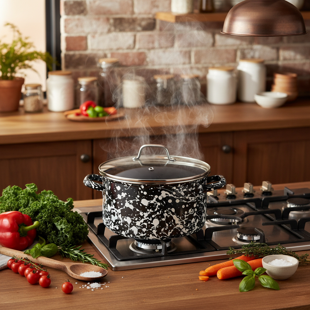 Black Swirl Stock Pot Lifestyle