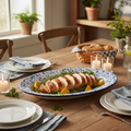 Cobalt Swirl Oval Platter Lifestyle