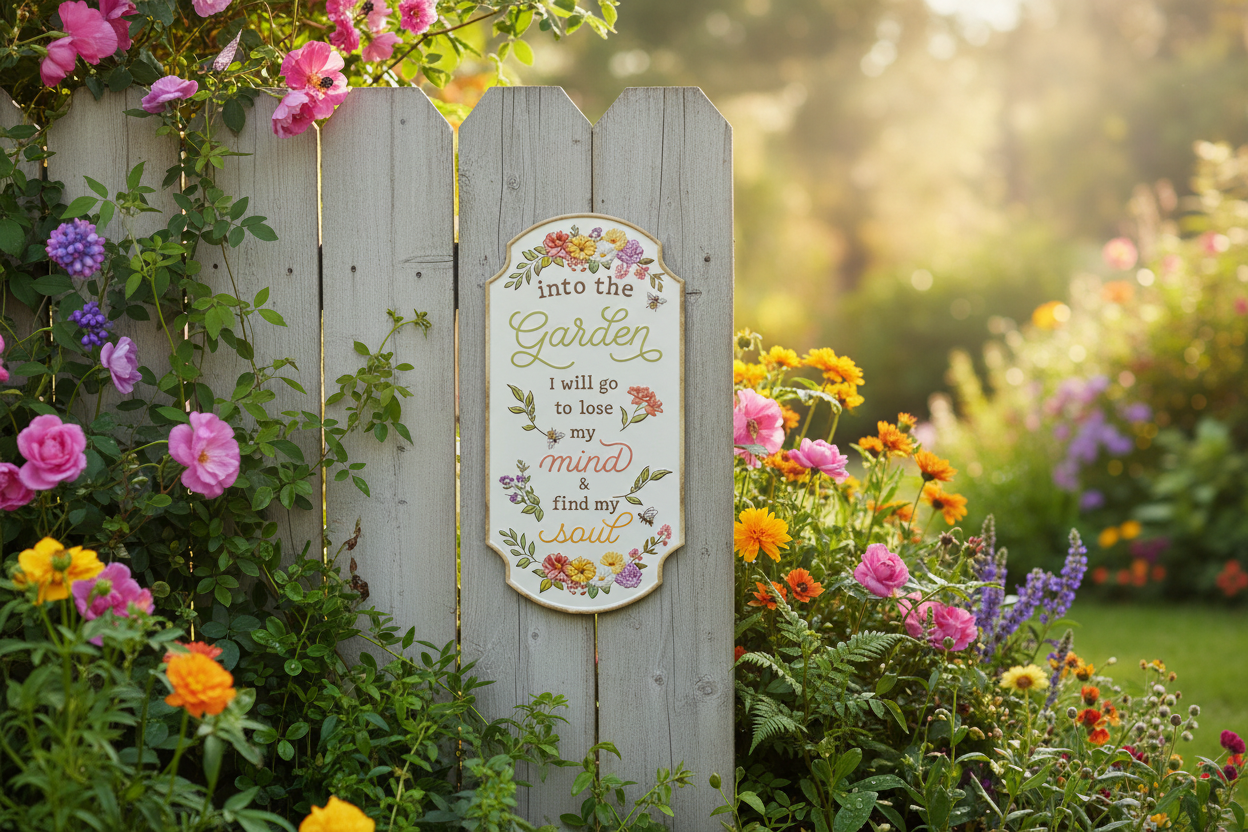 Into the Garden Embossed Floral Metal Sign Lifestyle