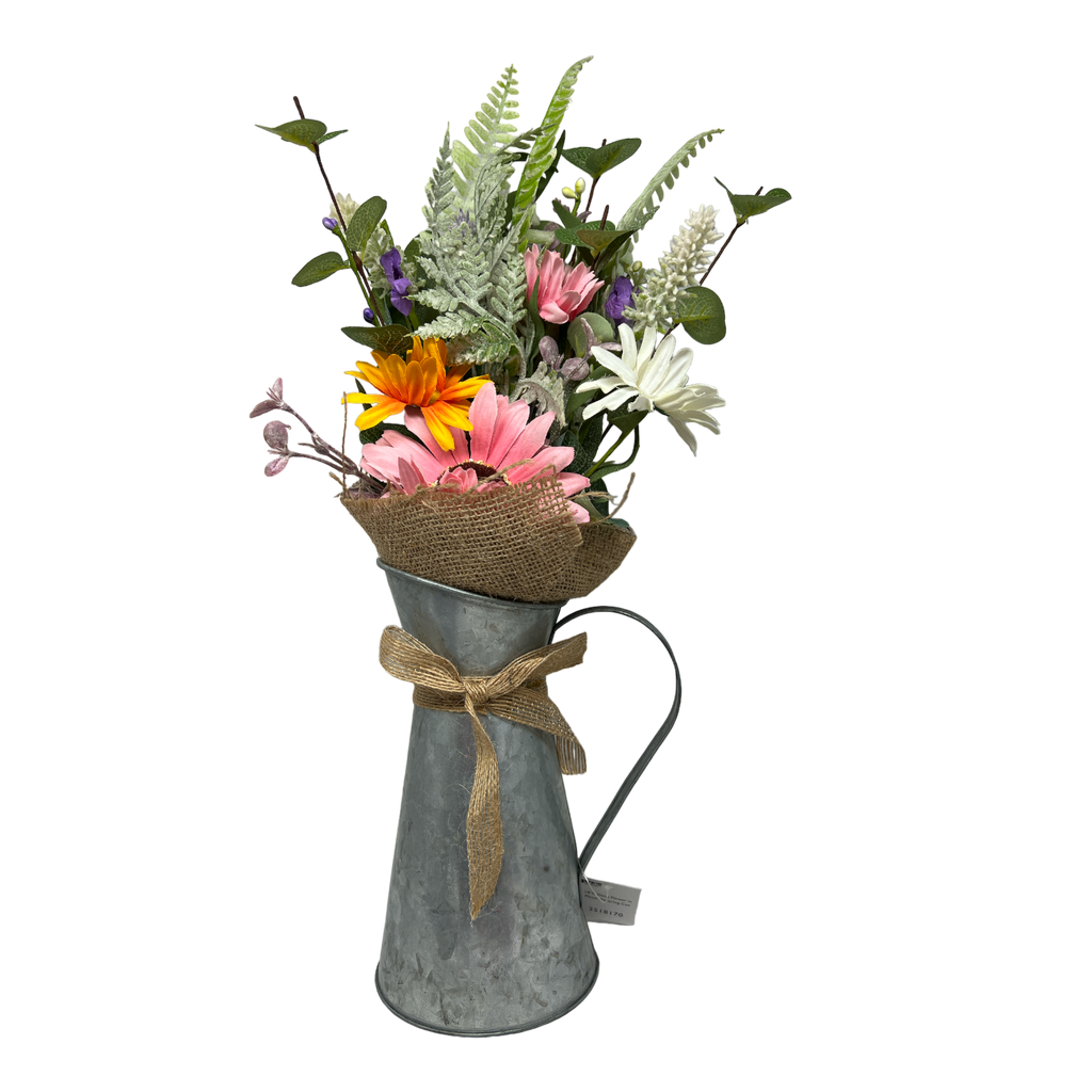 Daisy Flower in Metal Watering Can 18"