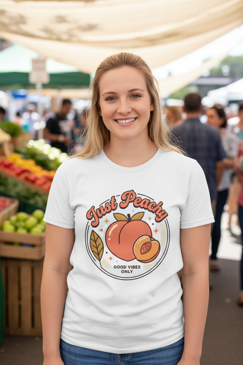 Just Peachy Retro Fruit Graphic Tee