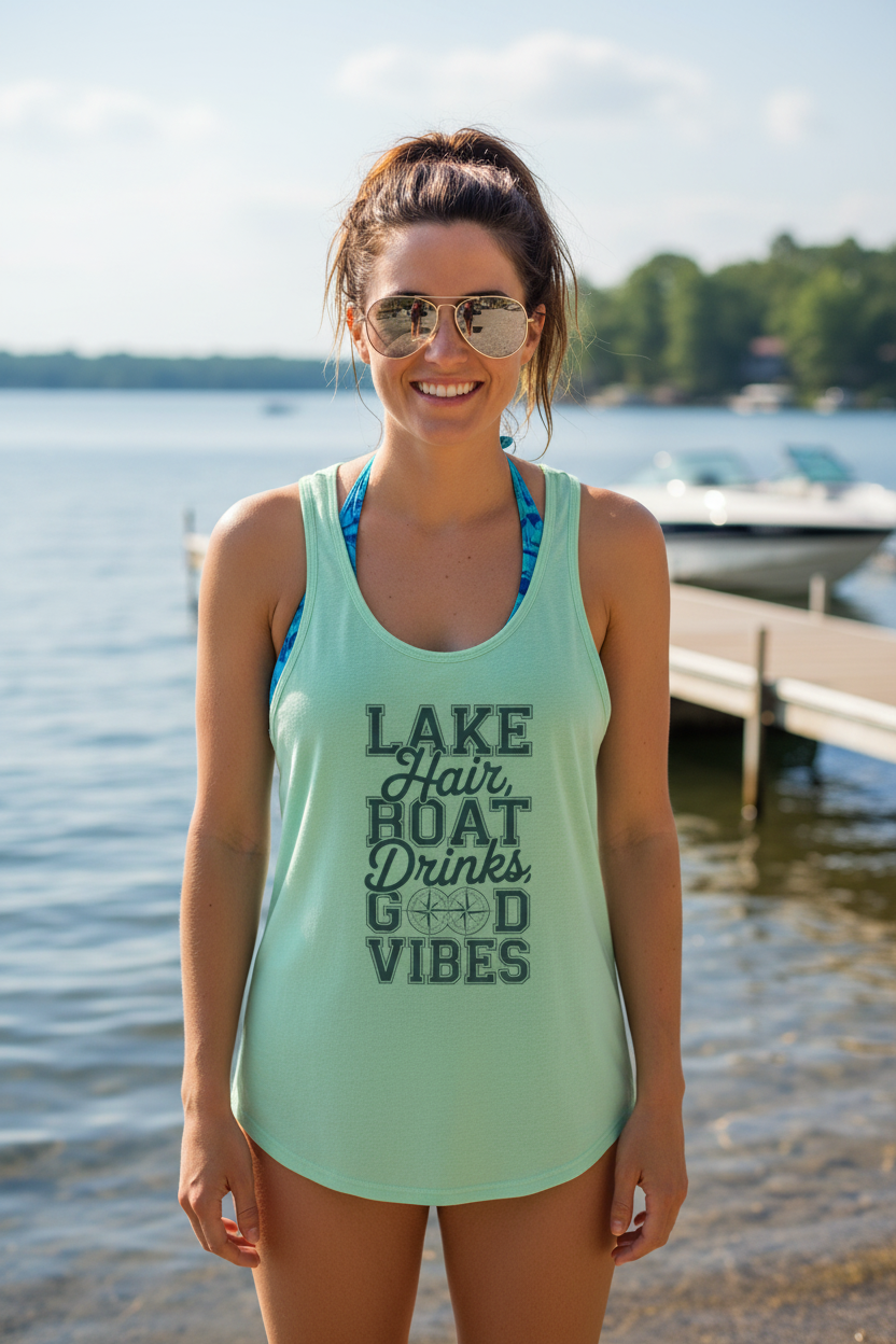 Lake Hair Boat Drinks Tank – Swimsuit & Sunglasses