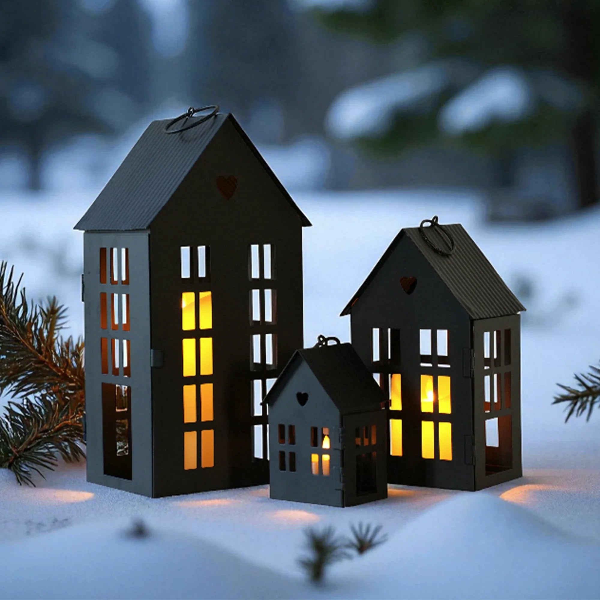 Village Farmhouse Candle Holders – Set of 3