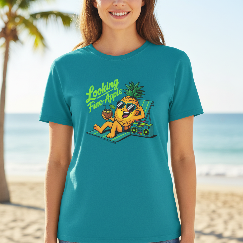 Looking Fine-Apple Tee - Tropical Blue