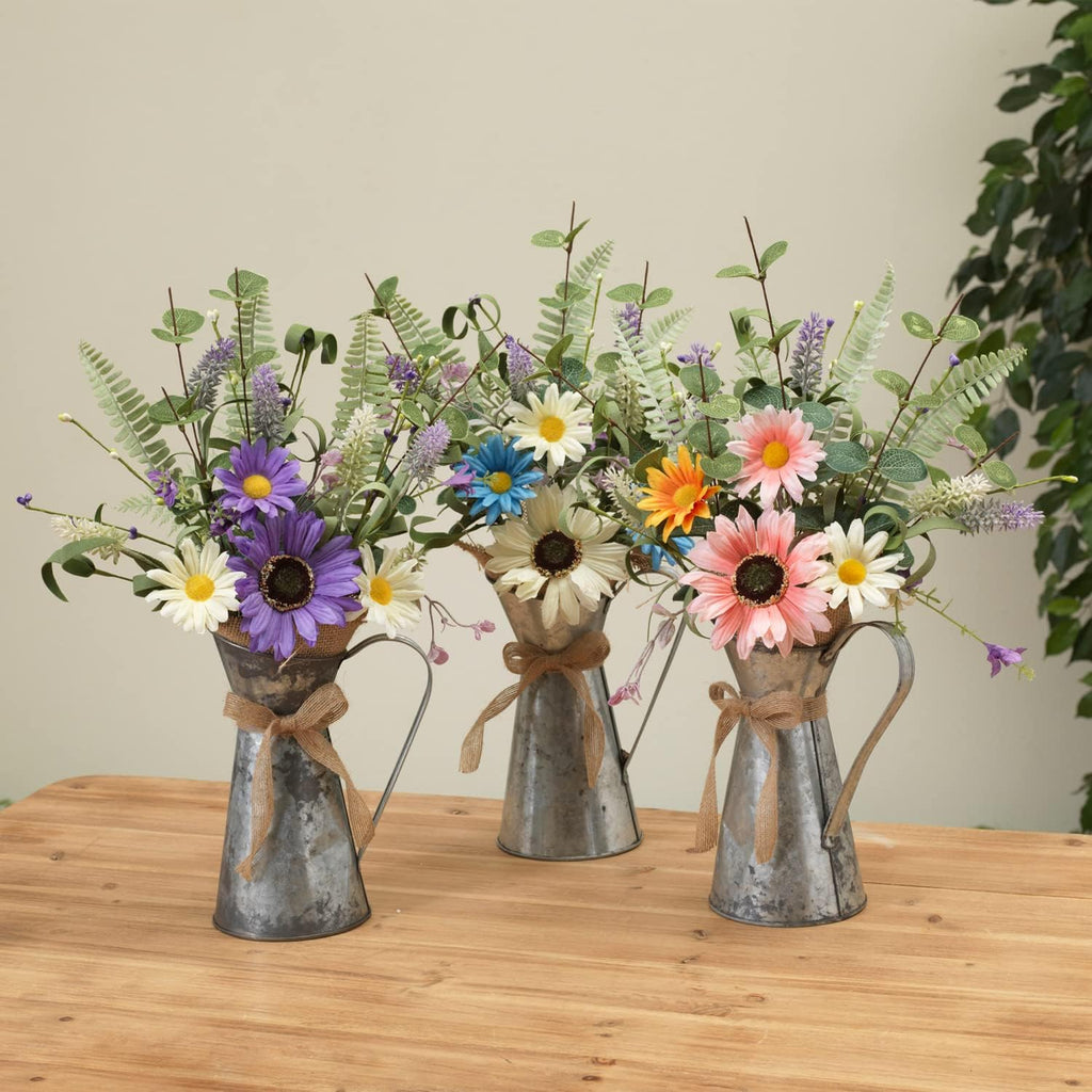 Daisy Flower in Metal Watering Can 18"