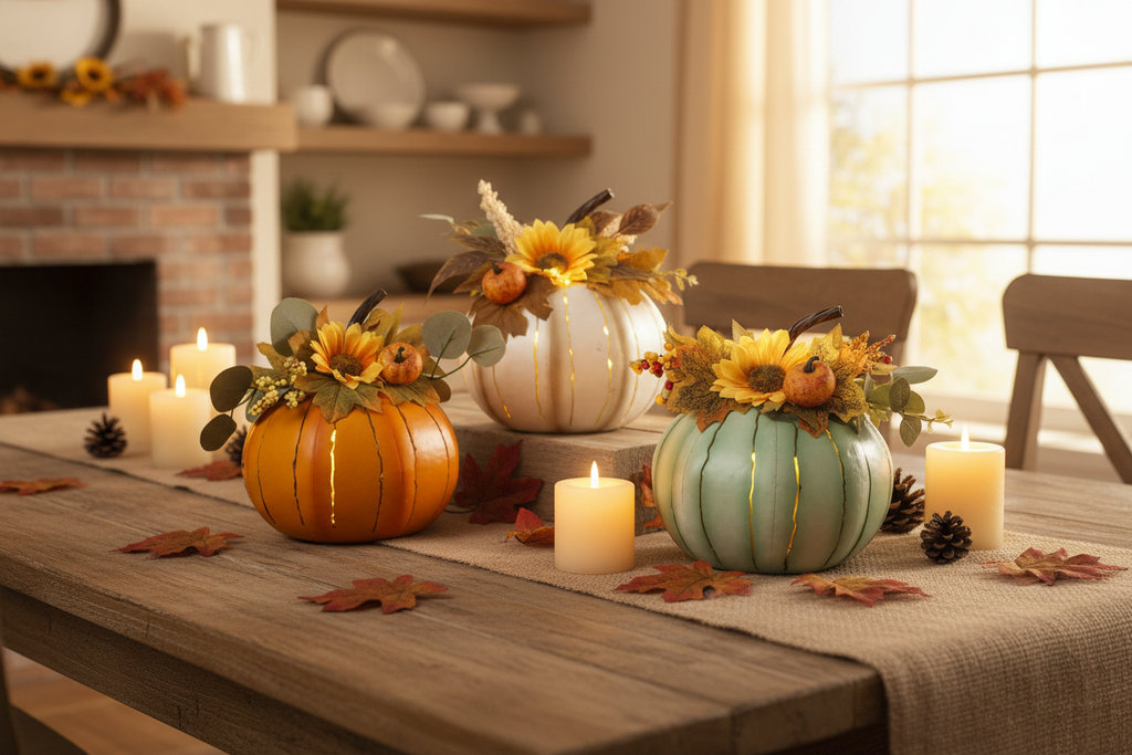Metal Pumpkin with LED Candle – Lifestyle