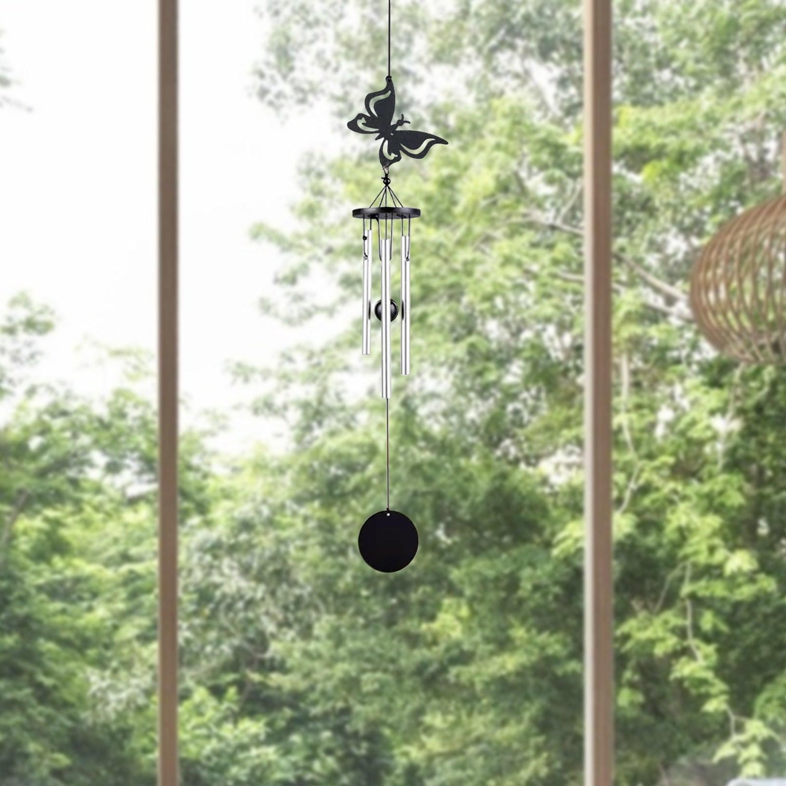 Crystal Guardian Angel Wing Sun Catcher with Wind Chimes