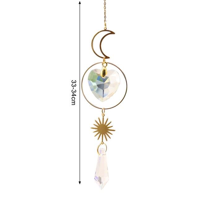 Crystal Guardian Angel Wing Sun Catcher with Wind Chimes
