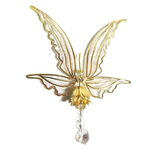 Crystal Guardian Angel Wing Sun Catcher with Wind Chimes
