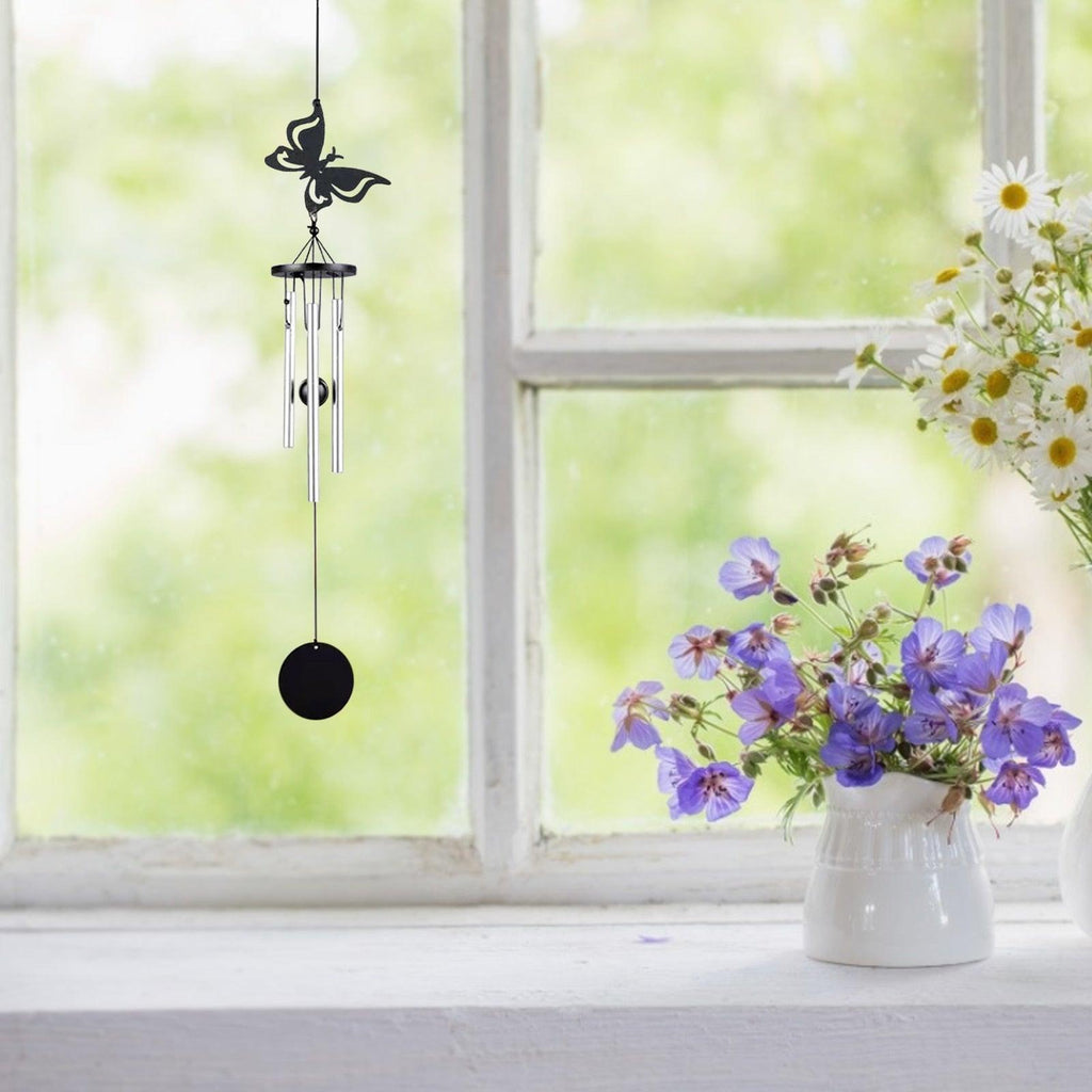 Crystal Guardian Angel Wing Sun Catcher with Wind Chimes