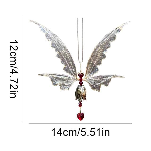 Crystal Guardian Angel Wing Sun Catcher with Wind Chimes