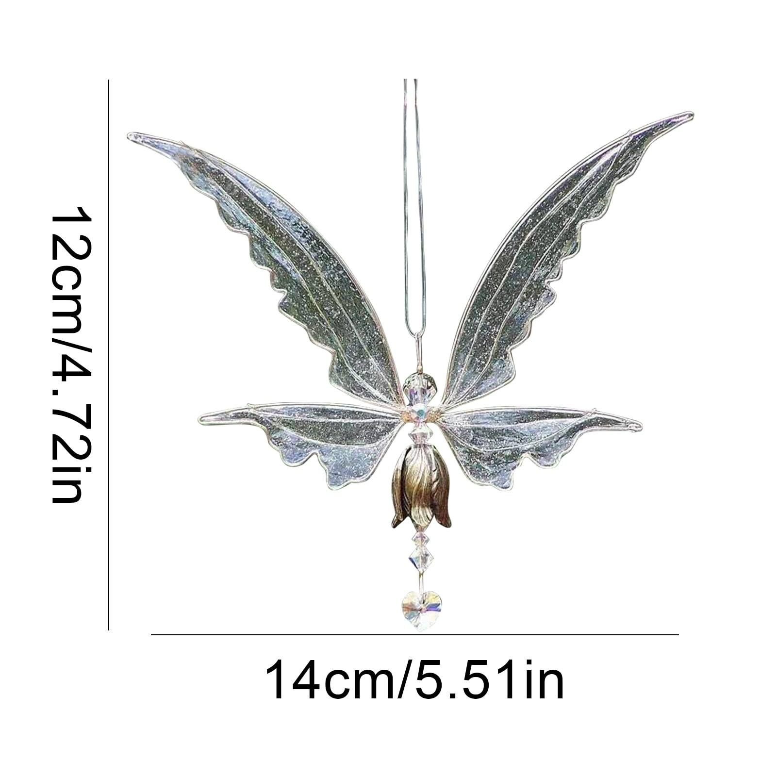 Crystal Guardian Angel Wing Sun Catcher with Wind Chimes