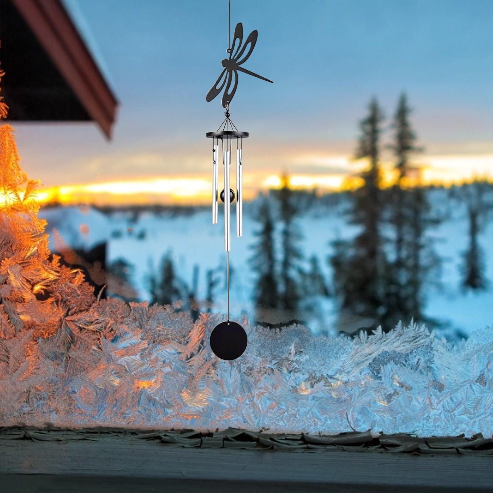 Crystal Guardian Angel Wing Sun Catcher with Wind Chimes
