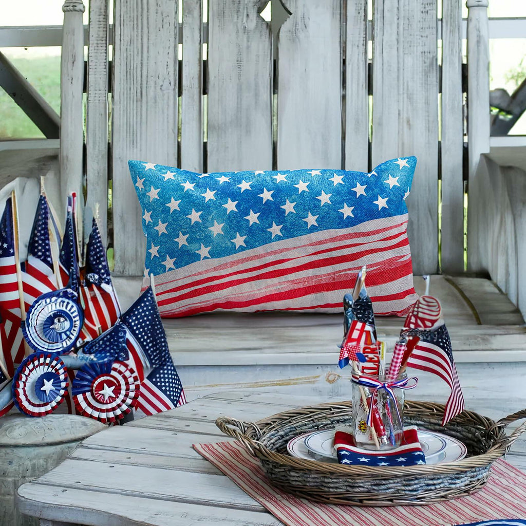 Patriotic USA Throw Pillow Cover 20x12"