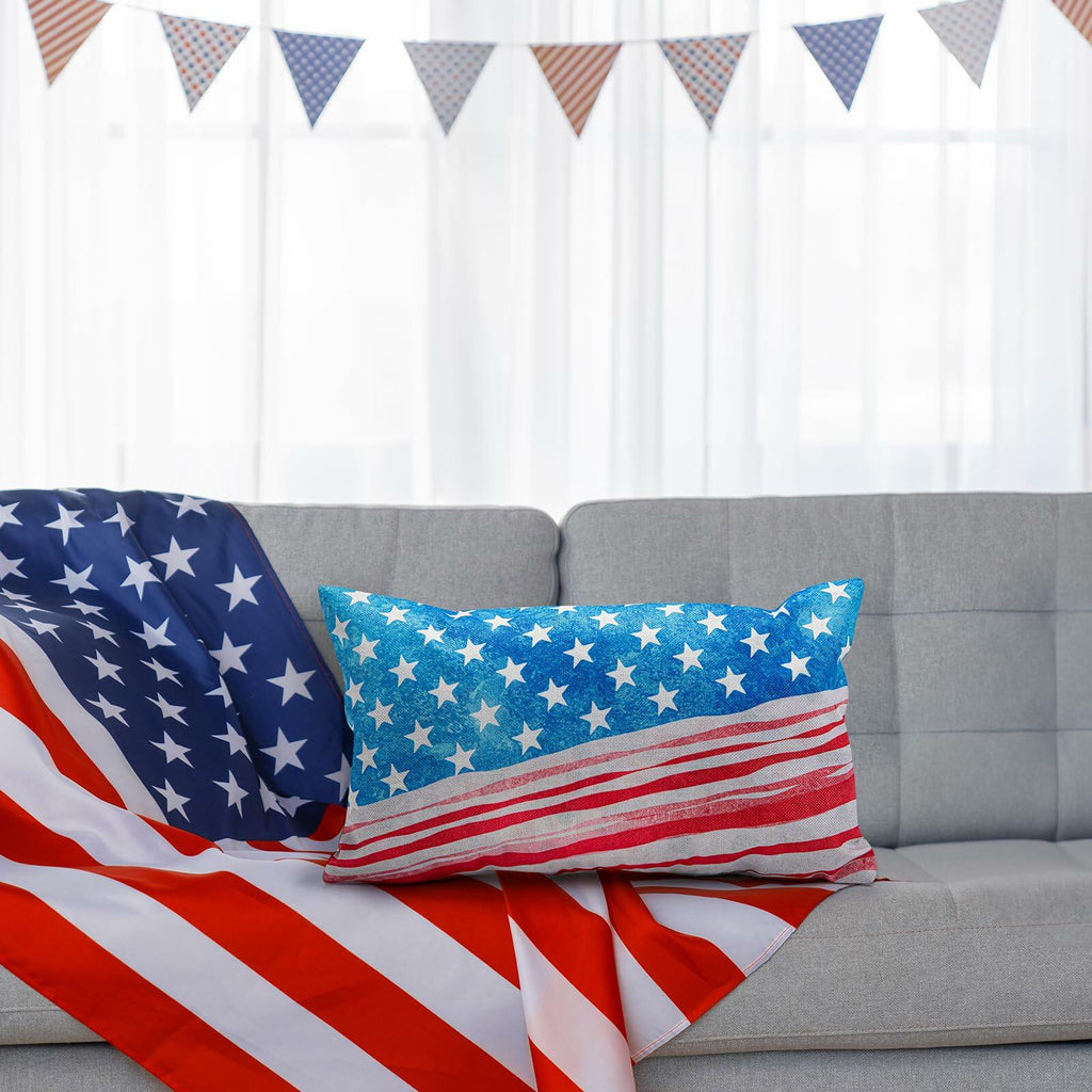 Patriotic USA Throw Pillow Cover 20x12"