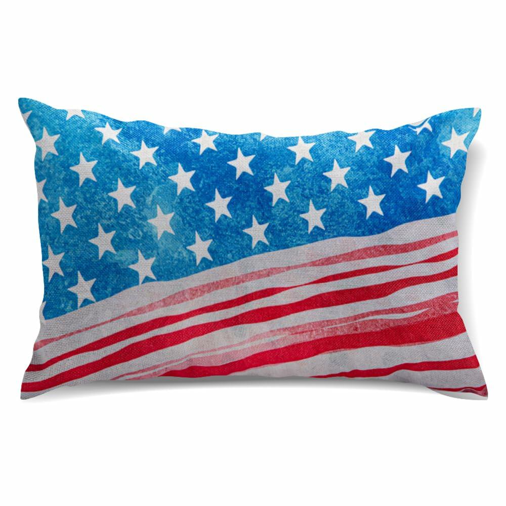 Patriotic USA Throw Pillow Cover 20x12"