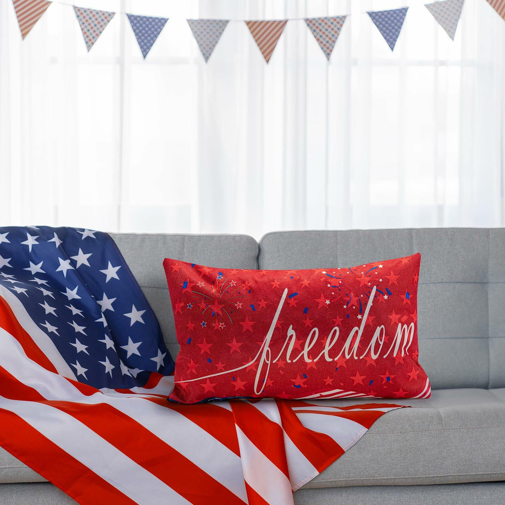 Freedom Patriotic Pillow Cover 20x12"