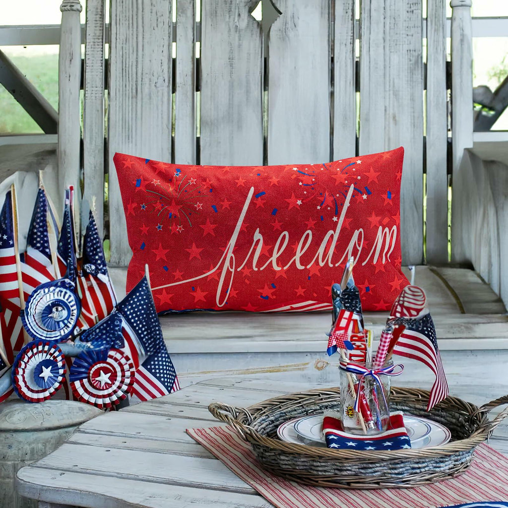 Freedom Patriotic Pillow Cover 20x12"