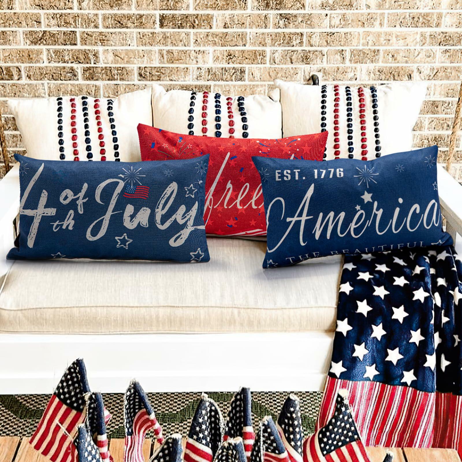 Freedom Patriotic Pillow Cover 20x12"