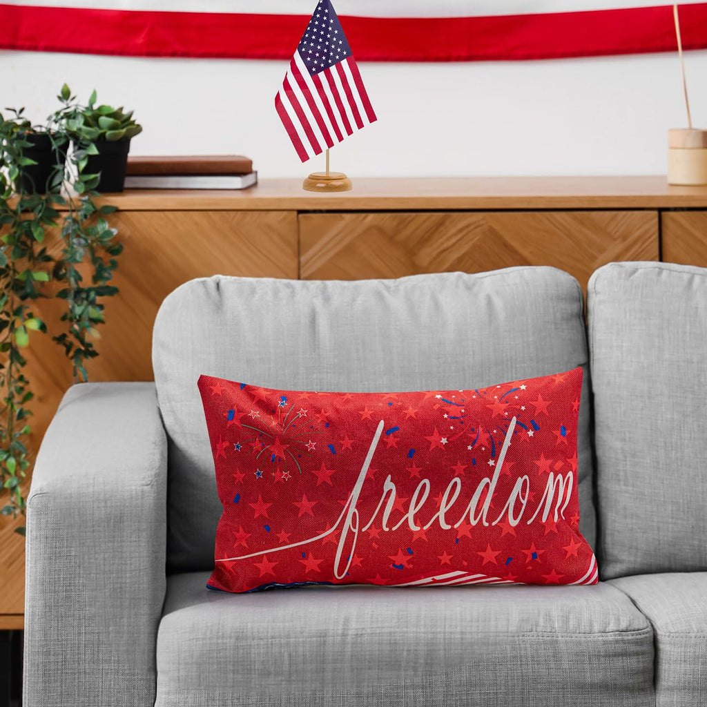 Freedom Patriotic Pillow Cover 20x12"