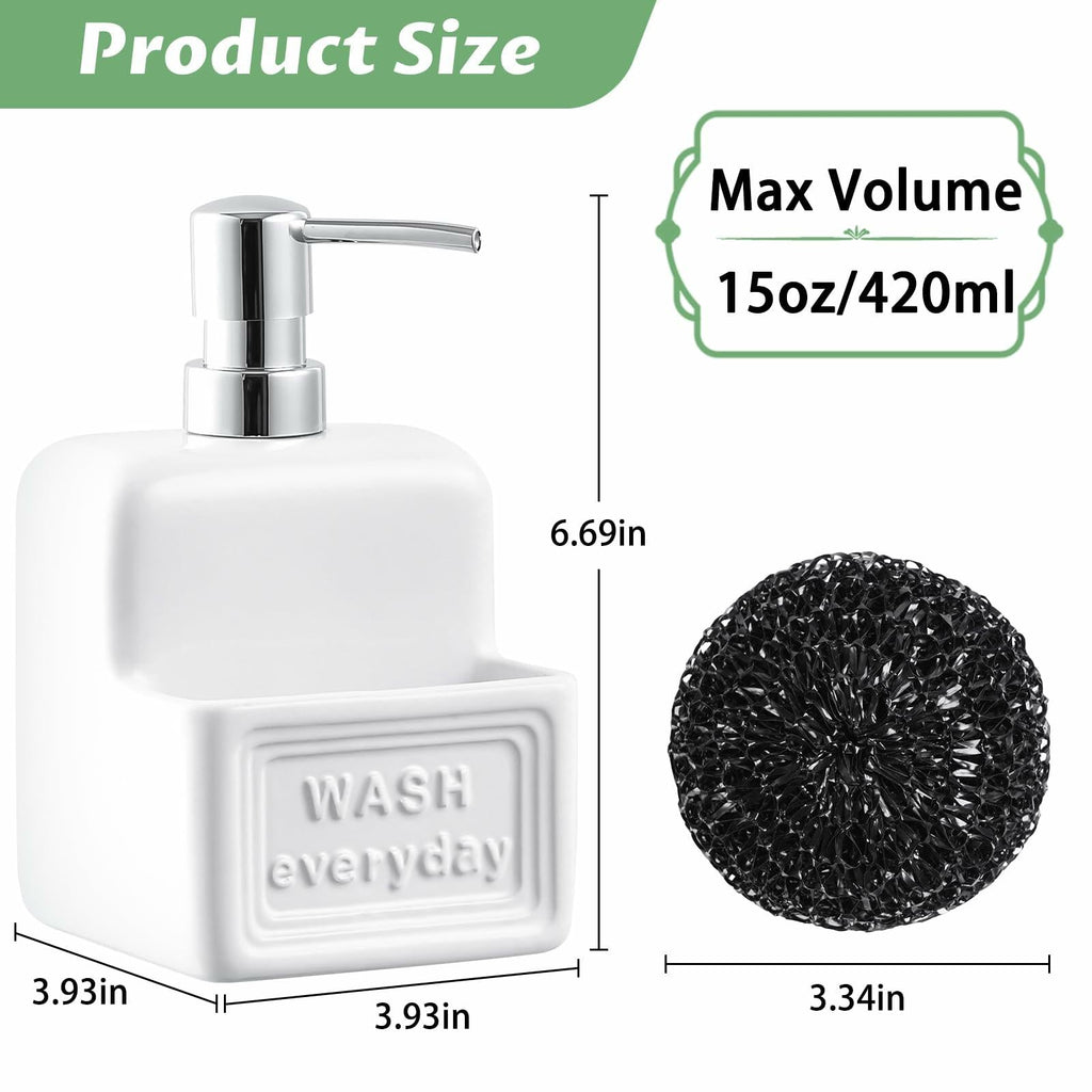 Ceramic Dish Soap Dispenser & Sponge Holder Set