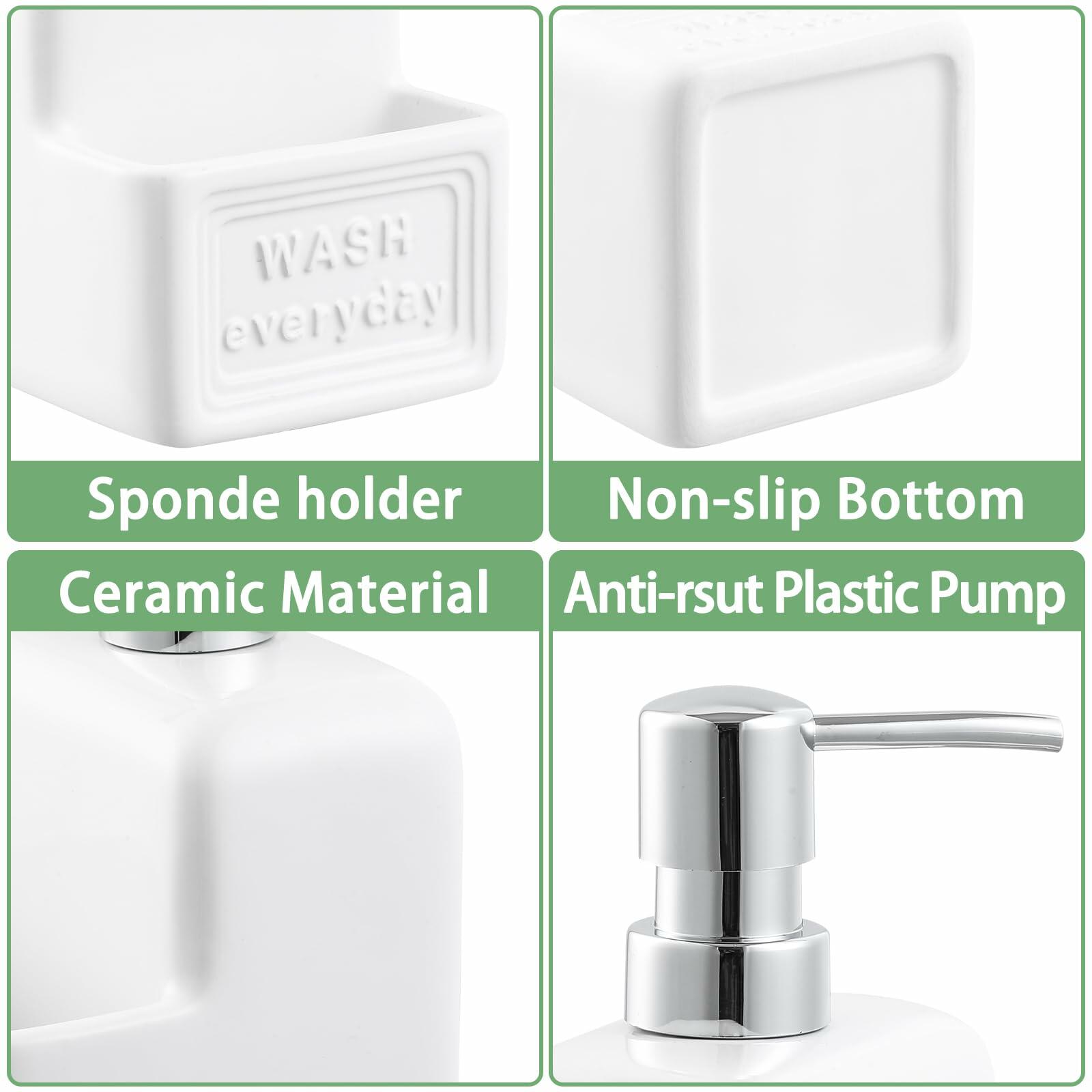 Ceramic Dish Soap Dispenser & Sponge Holder Set