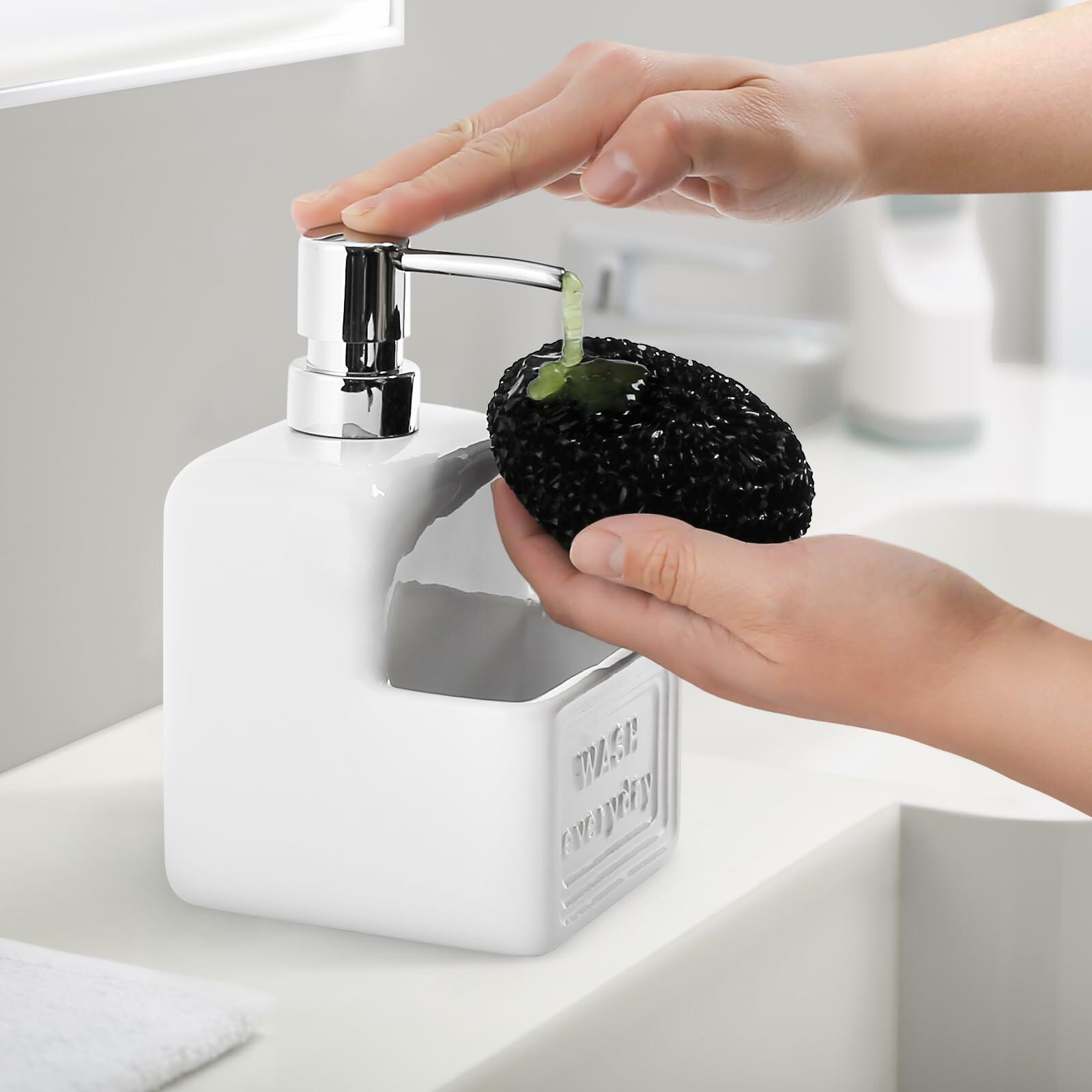 Ceramic Dish Soap Dispenser & Sponge Holder Set