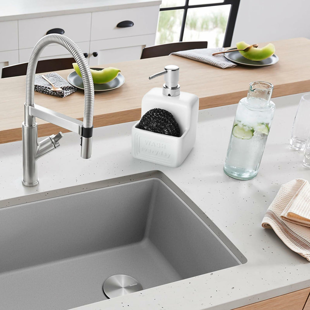 Ceramic Dish Soap Dispenser & Sponge Holder Set