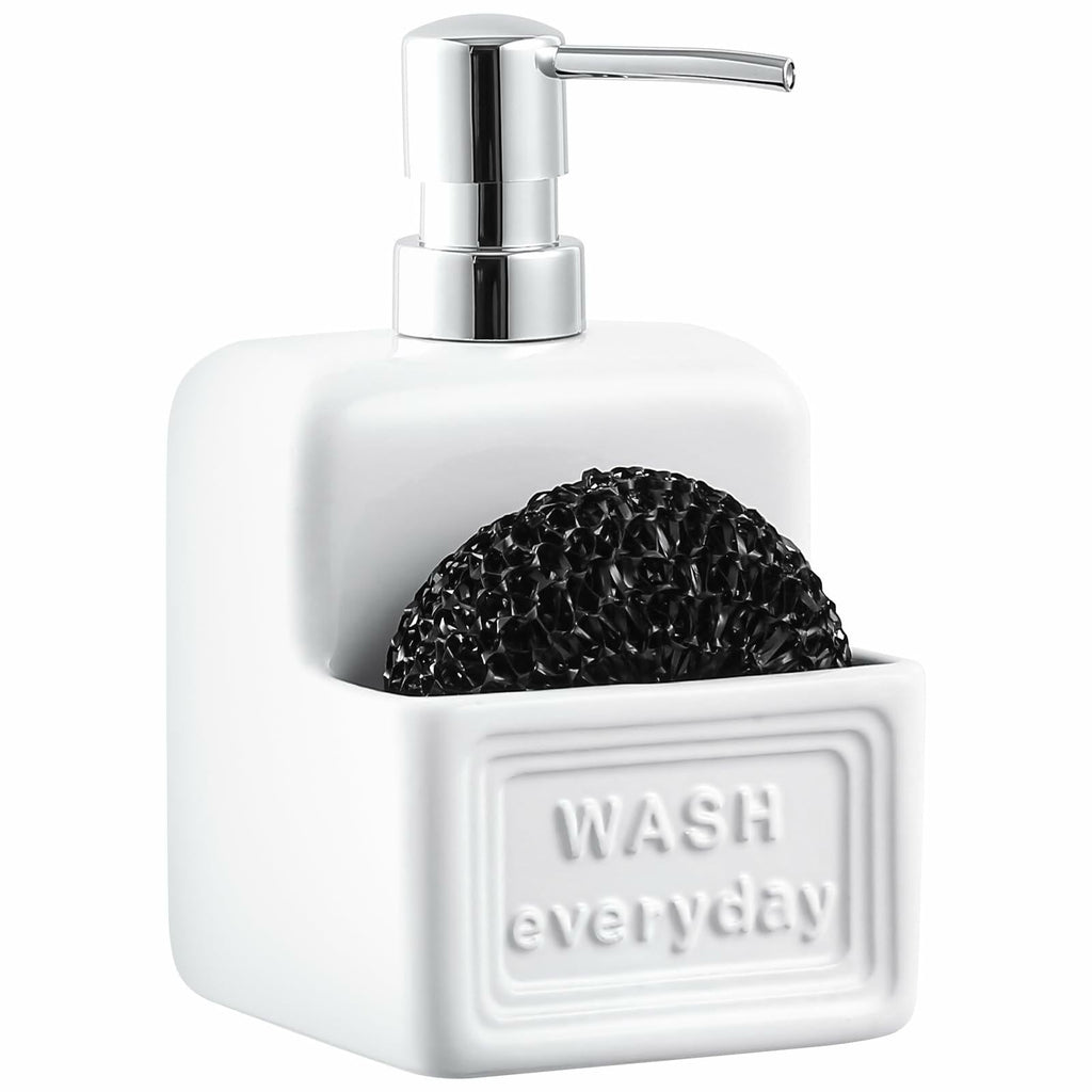 Ceramic Dish Soap Dispenser & Sponge Holder Set