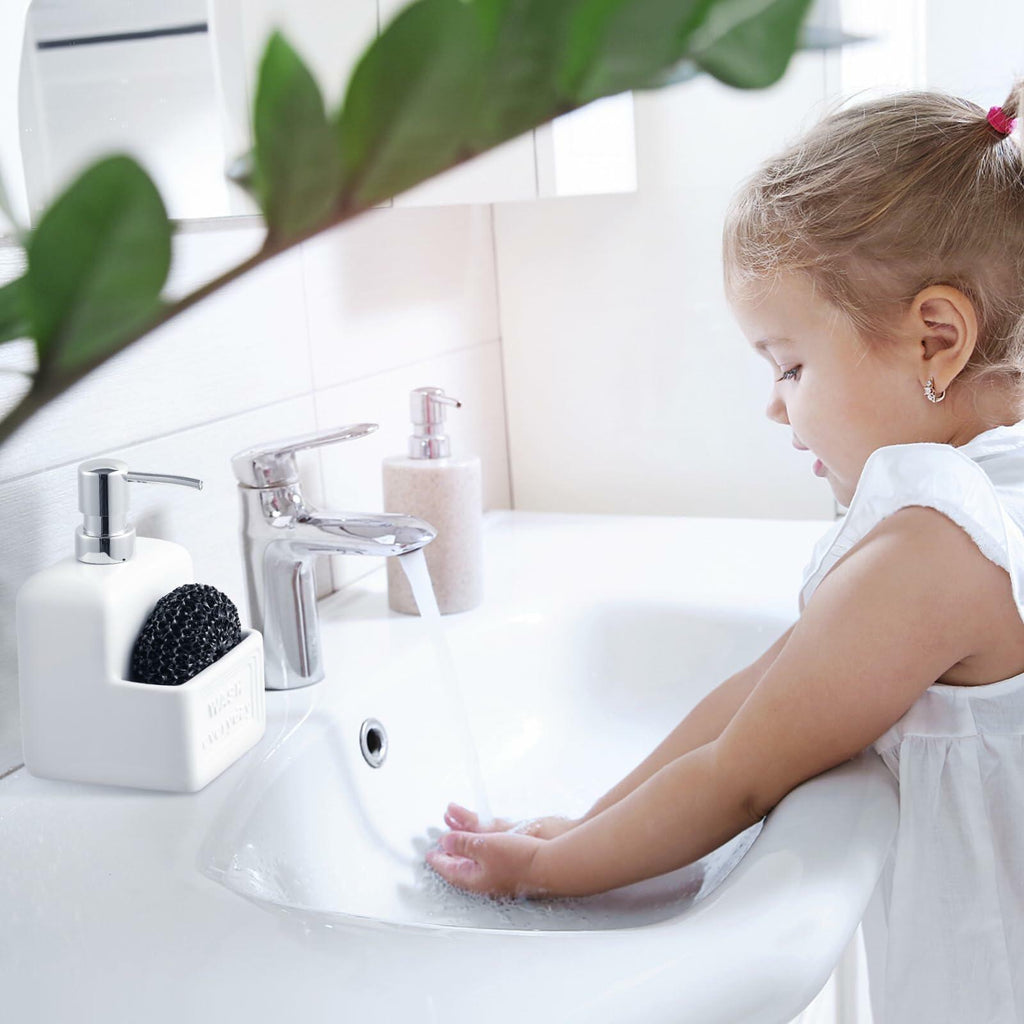 Ceramic Dish Soap Dispenser & Sponge Holder Set