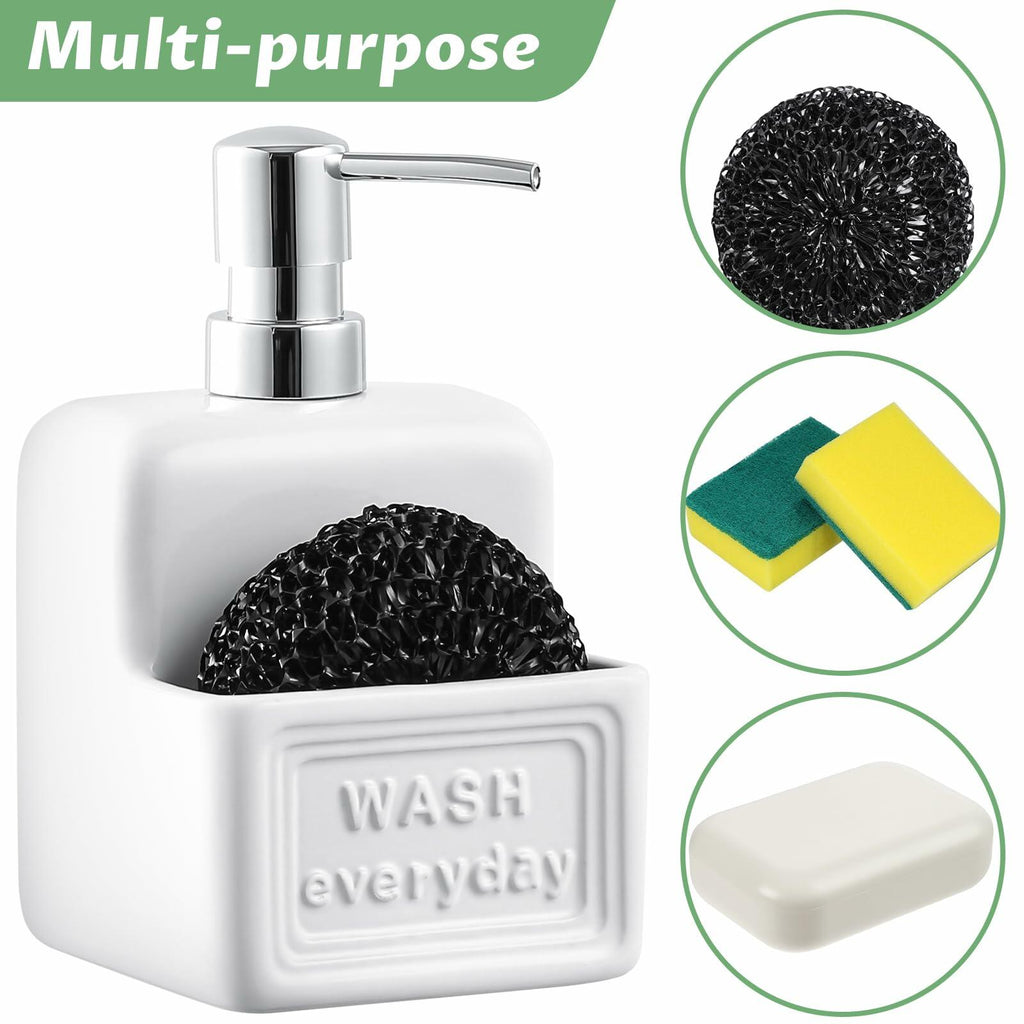 Ceramic Dish Soap Dispenser & Sponge Holder Set