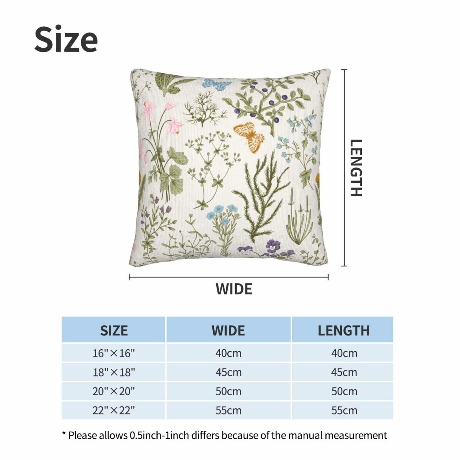 Sage Green Floral Pillow Covers 18x18" – Set of 2
