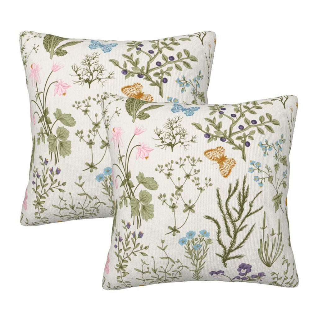 Sage Green Floral Pillow Covers 18x18" – Set of 2