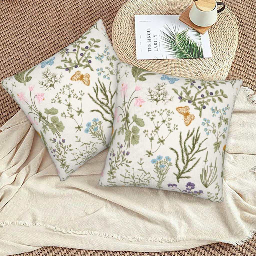 Sage Green Floral Pillow Covers 18x18" – Set of 2