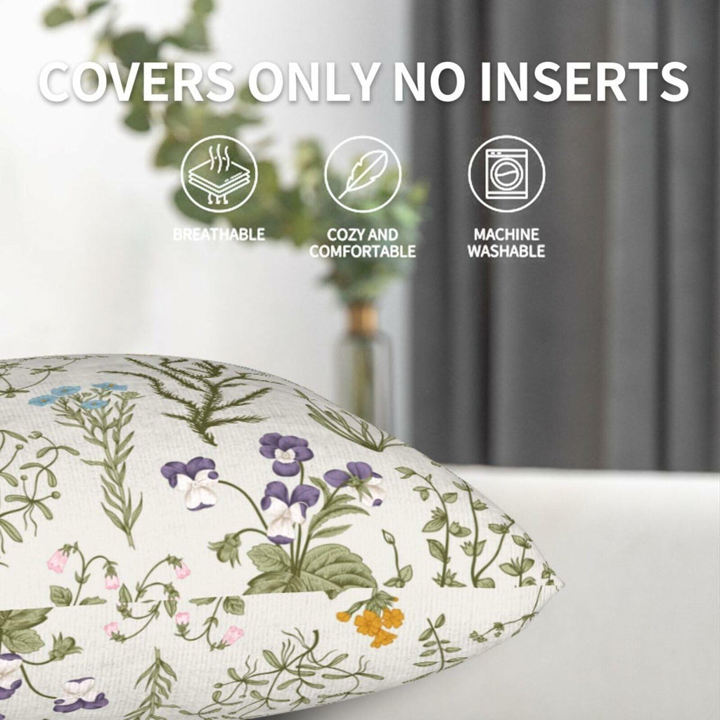 Sage Green Floral Pillow Covers 18x18" – Set of 2